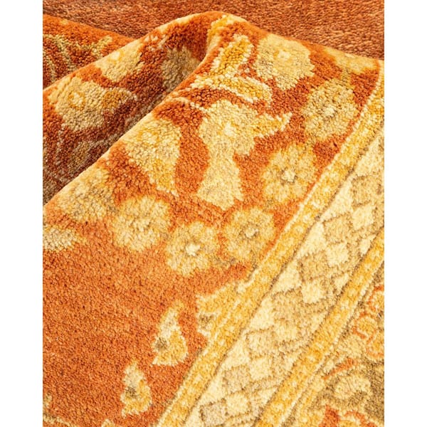 Mogul Brown 12 x 18 Oriental Wool Indoor Area Rug