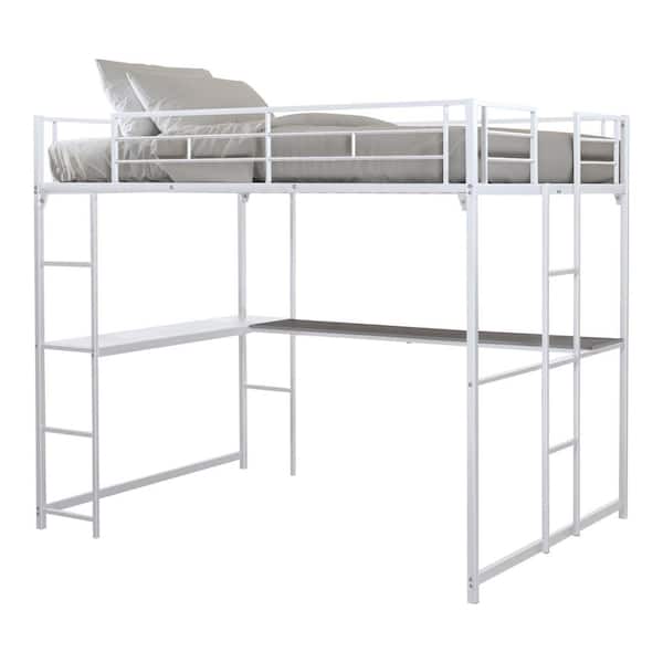 Furniture of America Kennedy White Full Loft Bed with Desk