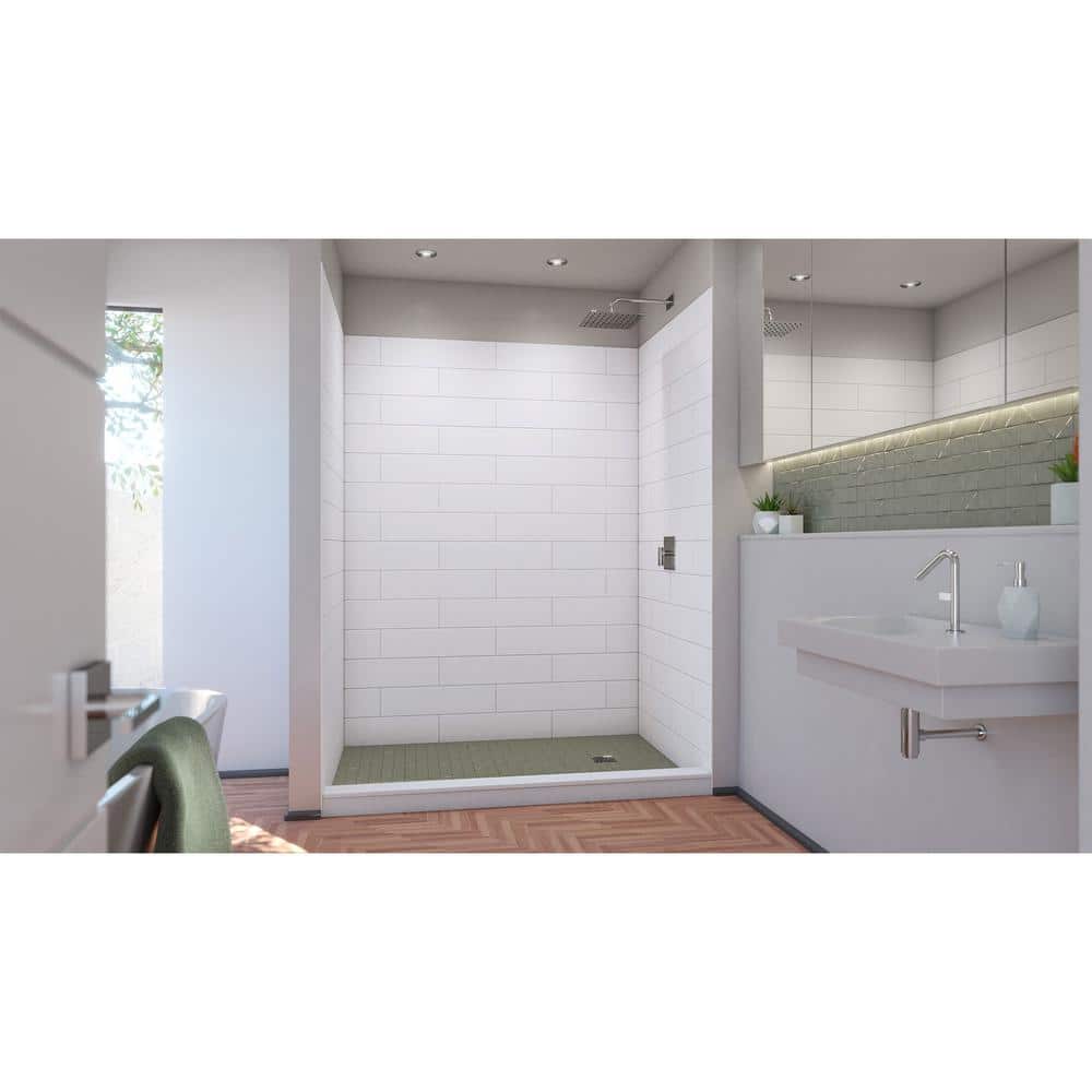 DreamStone 42" x 62" White Acrylic Modern Subway Shower Wall Kit