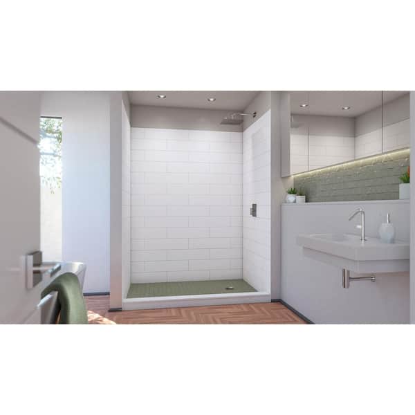 DreamStone 62 in. W x 84 in. H x 42 in. D 3-Piece Glue Up Modern Solid Alcove Shower Wall Surround in White