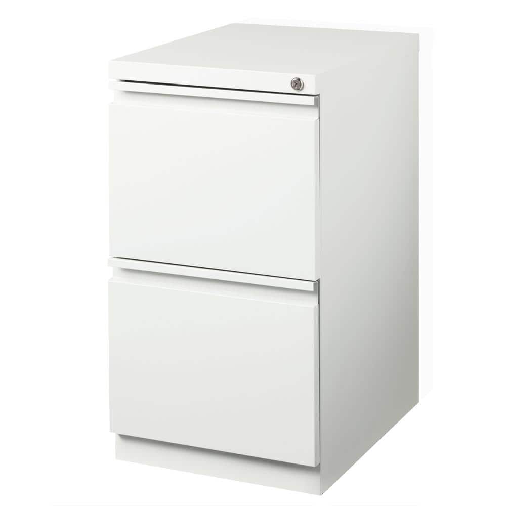 White 2-Drawer Lockable Mobile Steel Pedestal