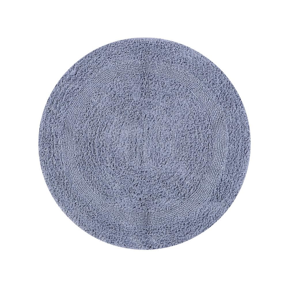 Lux Silver 30" Round Cotton Tufted Bath Rug