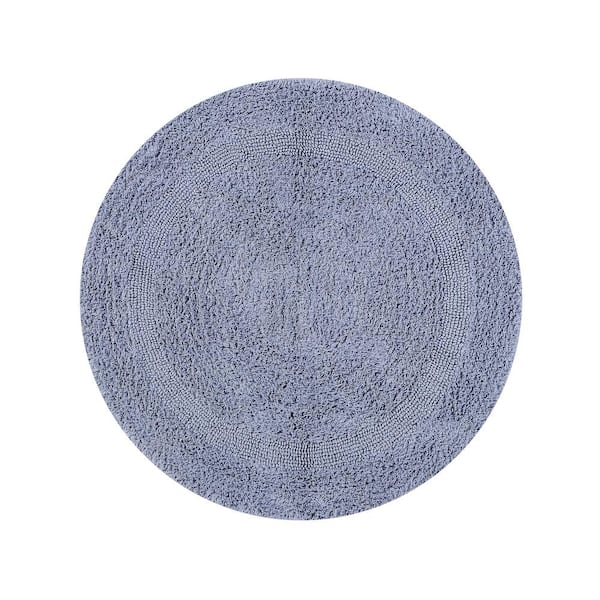 Better Trends Lux 30 in. x 30 in. Silver Race Track 100% Cotton Round Bath Rug