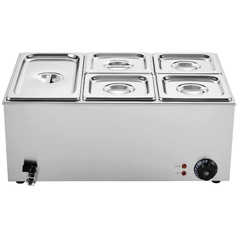 24 Qt 5-Pan Electric Food Warmer Steam Table 1200W Stainless Steel Countertop Bain Marie 86-185F Temperature Control price history on PriceWatchPro