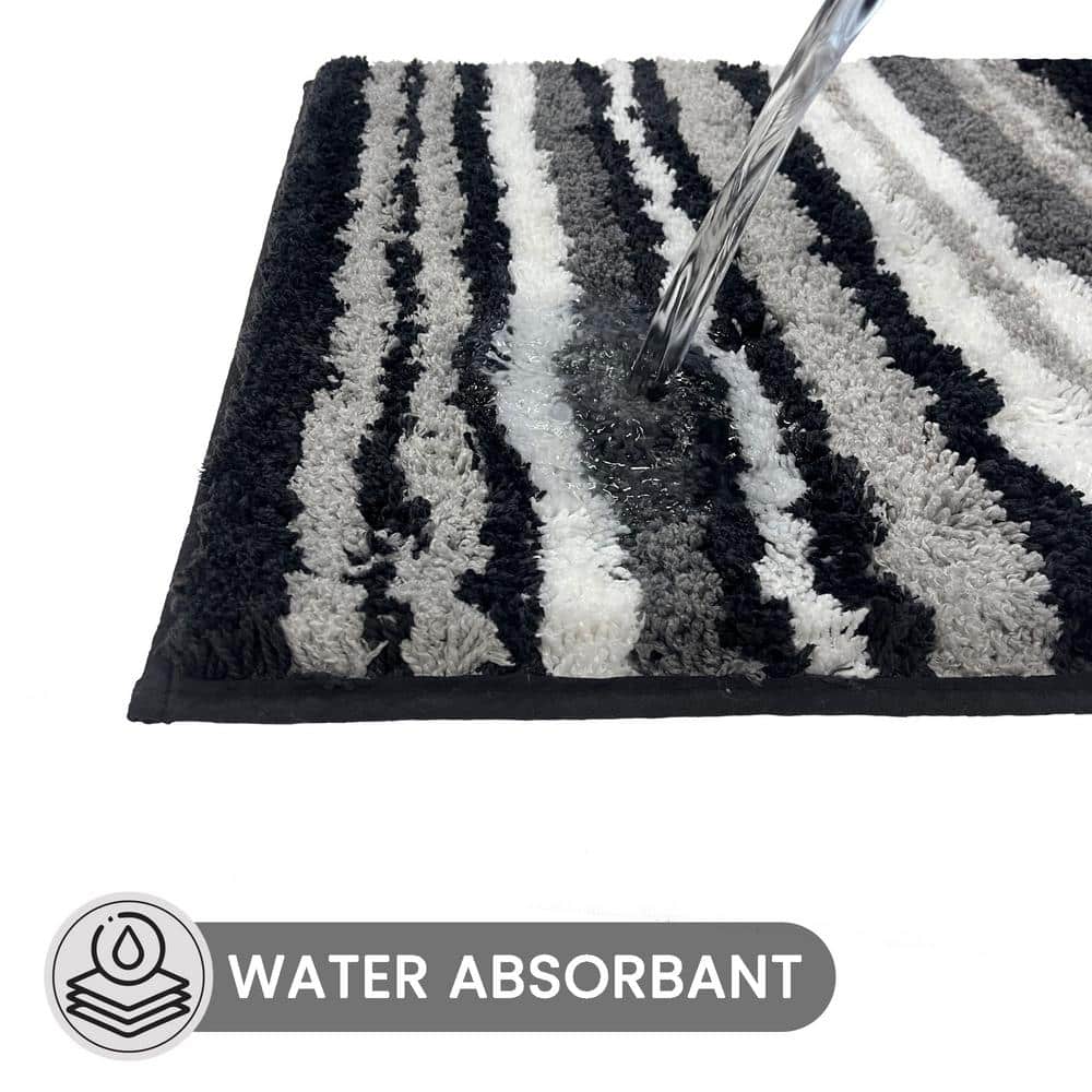 Griffie Luxe Soft Touch Graphite Polyester 24"x36" Bath Rug