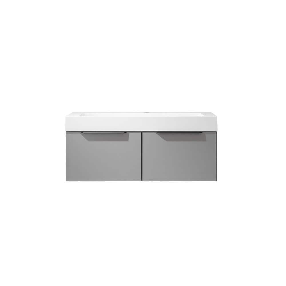 Vegadeo 48 in. W x 19.7 in. D x 20.3 in. H Single Sink Bath Vanity in Grey with White Integral Sink Top -  ROSWELL, 803448-MG-WH-NM