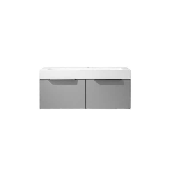 ROSWELL Vegadeo 48 in. W x 19.7 in. D x 20.3 in. H Single Sink Bath Vanity in Grey with White Integral Sink Top