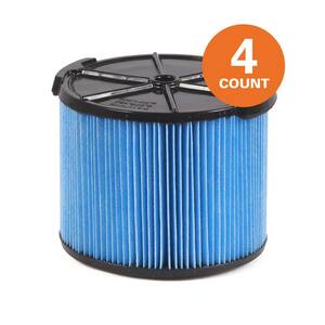 3-Layer Fine Dust Pleated Paper Filter for 3 to 4.5 Gallon RIDGID Wet/Dry Shop Vacuums (4-Pack)