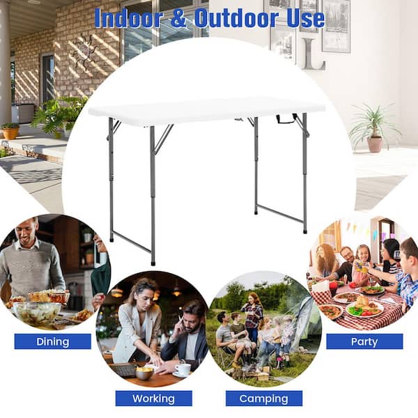 Dokicamp table Hシリーズ300 Costway Folding Metal Table Portable Bi-Fold Picnic Dining