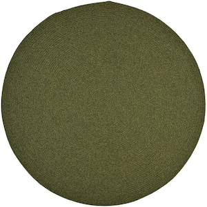 Braided Green 8 ft. x 8 ft. Round Solid Area Rug