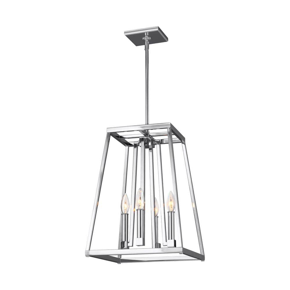 Chrome 13" Wide Glass 4-Light Pendant for Indoor/Outdoor