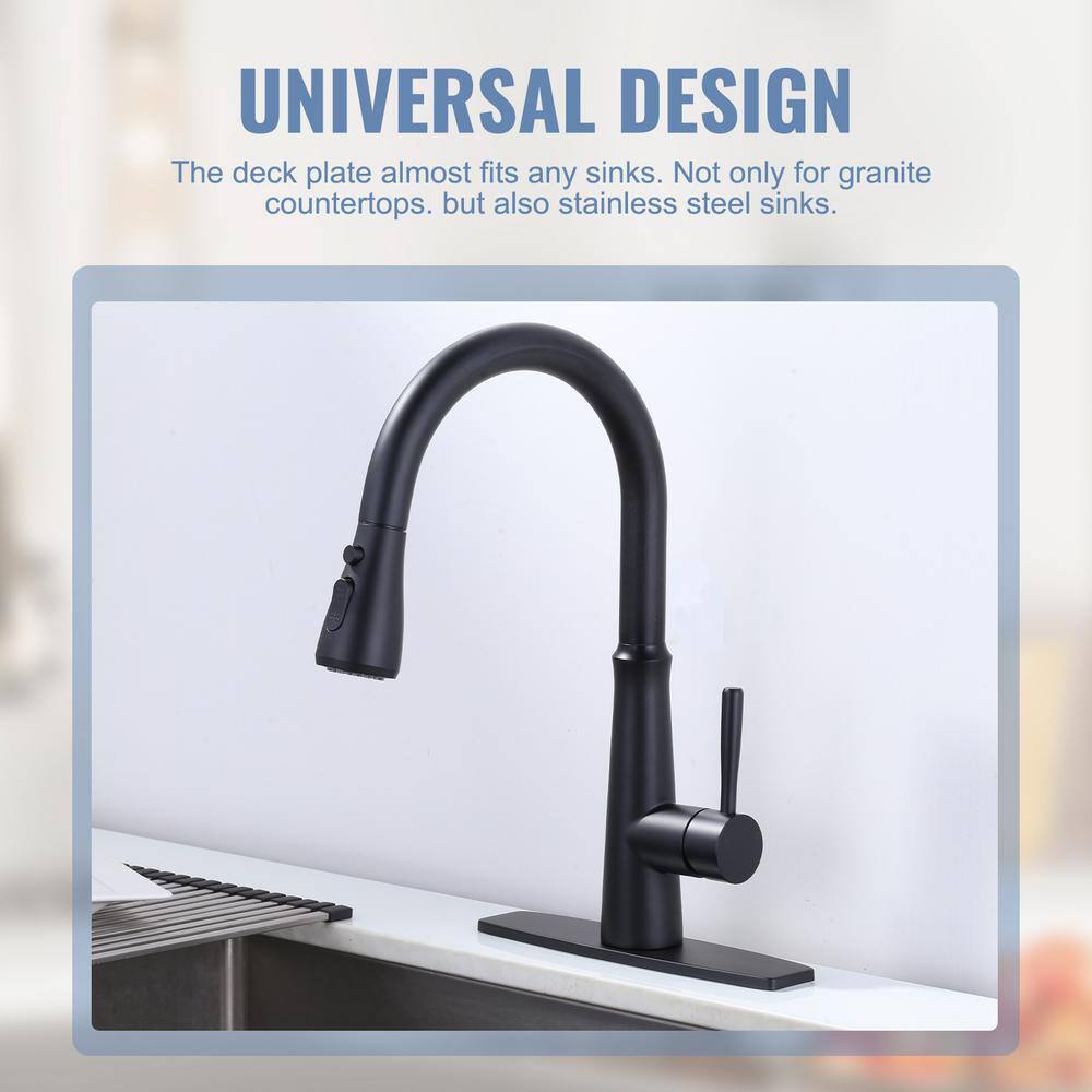 9.6 Inch Matte Black Stainless Steel Kitchen Sink Faucet Hole Cover Plate