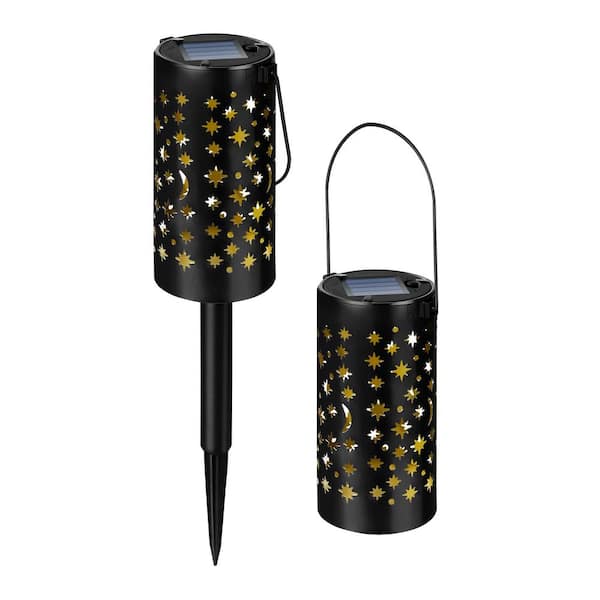 GIGALUMI Solar Black Integrated LED Path Light with Moon Star (6-Pack)
