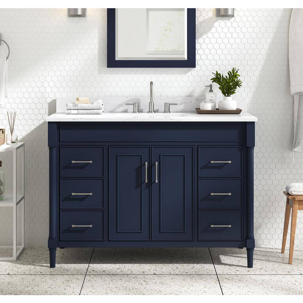 Bristol 48" Navy Blue Single Freestanding Vanity Cabinet