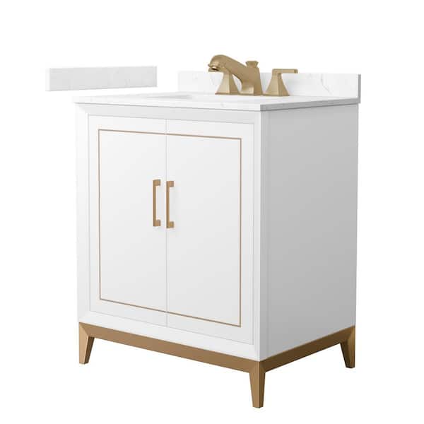 Marlena 30 in. Single Freestanding White Bath Vanity with Carrara Cultured Marble Top Assembled