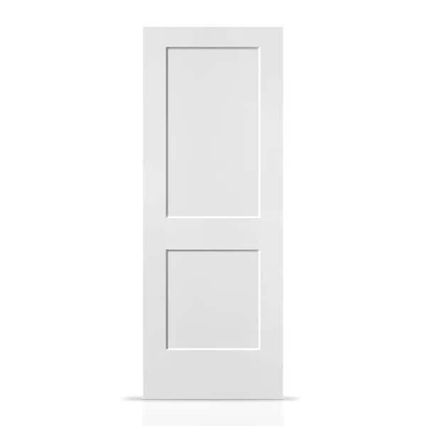 36 in. x 80 in. White Painted MDF Solid Core 2 Panel Shaker Interior Slab Door