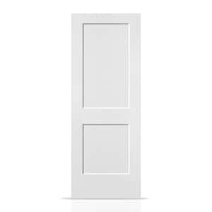 30 in. x 80 in. White Primed MDF Solid Core 2 Panel Shaker Interior Slab Door