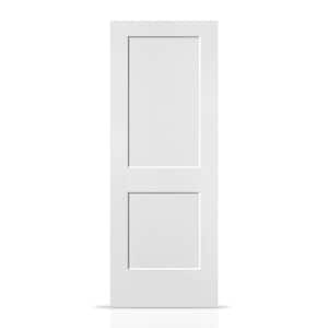 36 in. x 80 in. White Primed MDF Solid Core 2 Panel Shaker Interior Slab Door