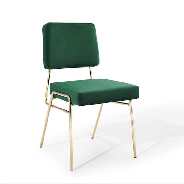 MODWAY Gold Green Craft Performance Velvet Dining Side Chair