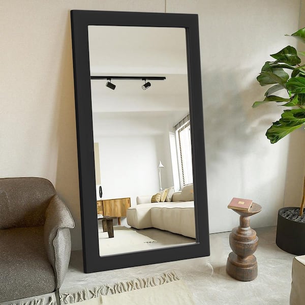 Unbranded 32 in. W x 71 in. H Classic Black Rectangular Wood Frame Bathroom Vanity Wall Mirror / Full Body Mirror
