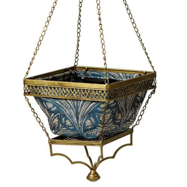 Bombay Outdoors Gold Chloe Hanging Planter With Blue Liner
