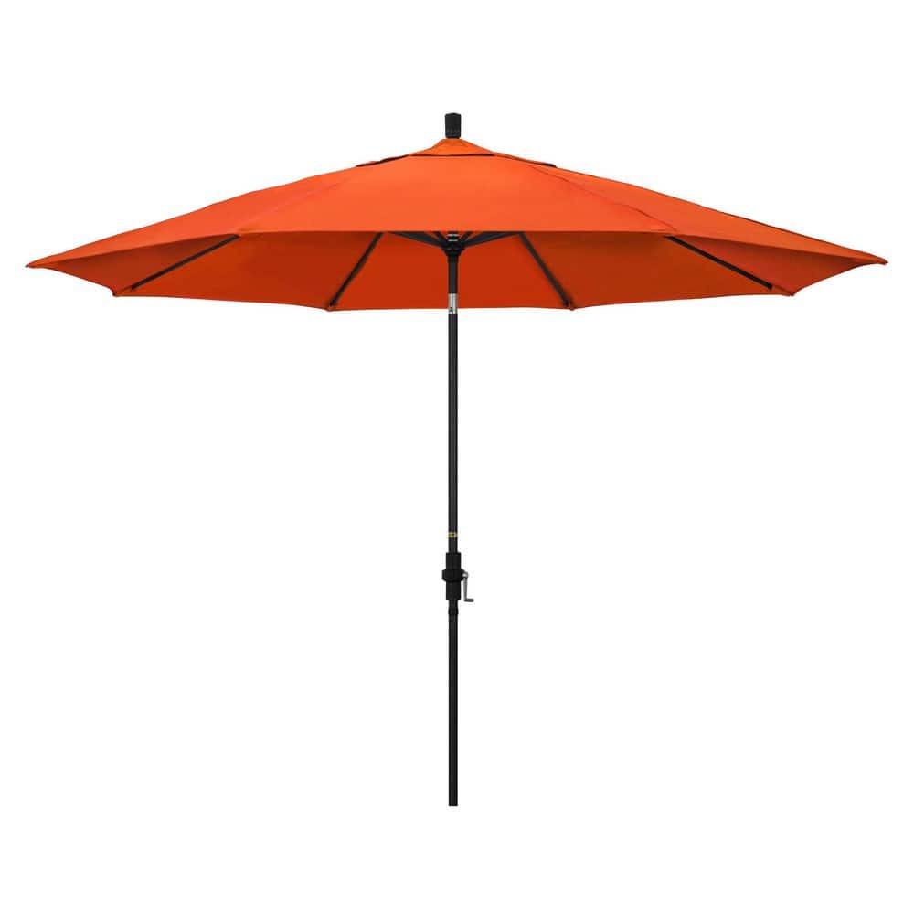11 ft. Black Aluminum Market Patio Umbrella with Aluminum Ribs Collar Tilt Crank Lift in Melon Sunbrella price history on PriceWatchPro