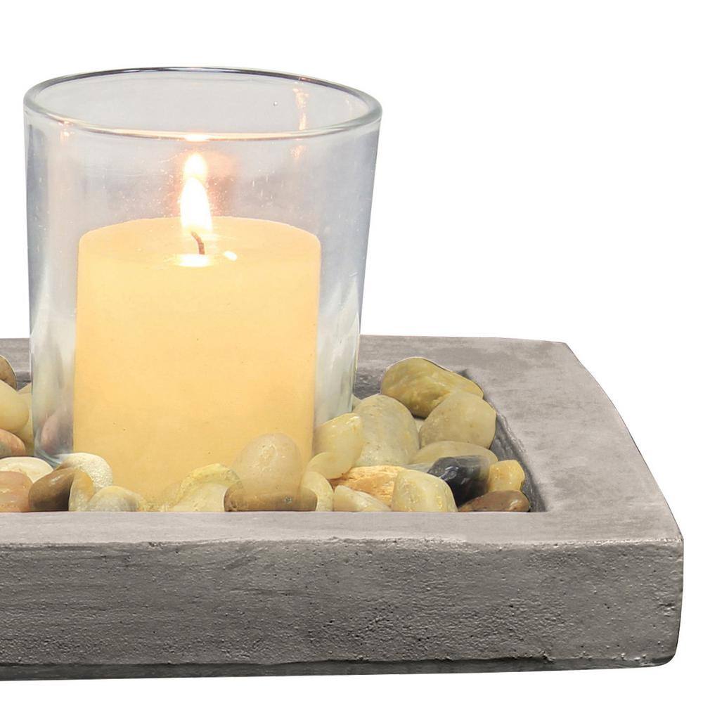 Polished Glass 3-Votive Candle Garden with Pebble Details