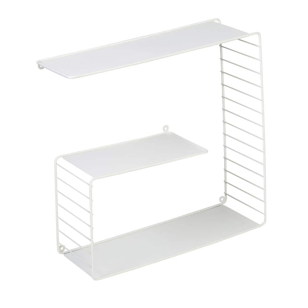 6 in. D x 17.7 in. W x 17.7 in. H White Steel 3-Tier Floating Square Decora