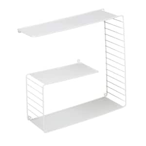 6 in. D x 17.7 in. W x 17.7 in. H White Steel 3-Tier Floating Square Decorative Wall Shelf