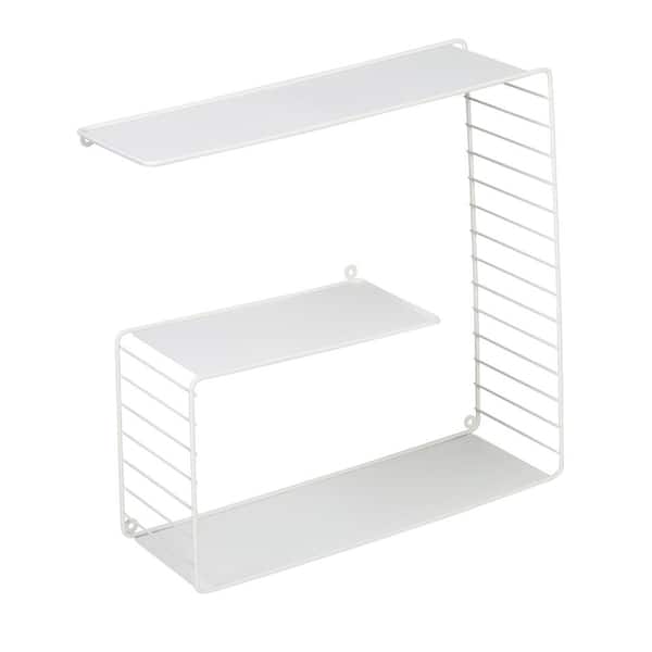 Honey-Can-Do 6 in. D x 17.7 in. W x 17.7 in. H White Steel 3-Tier Floating Square Decorative Wall Shelf