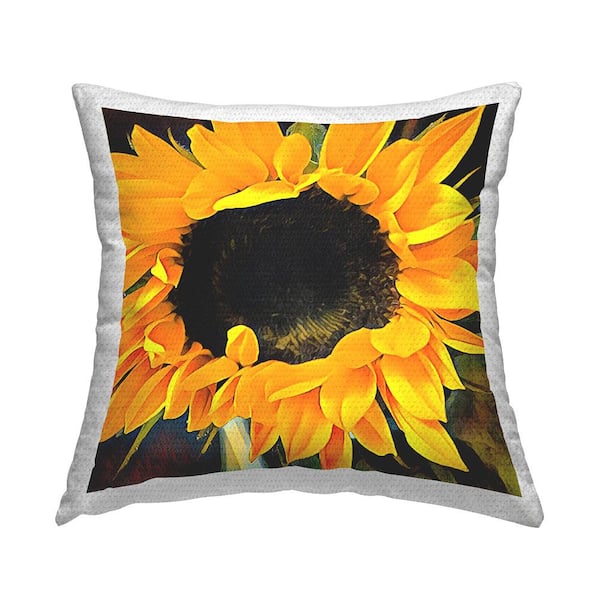 Yellow Sunflower Blossom Petals Yellow Square Outdoor Throw Pillow