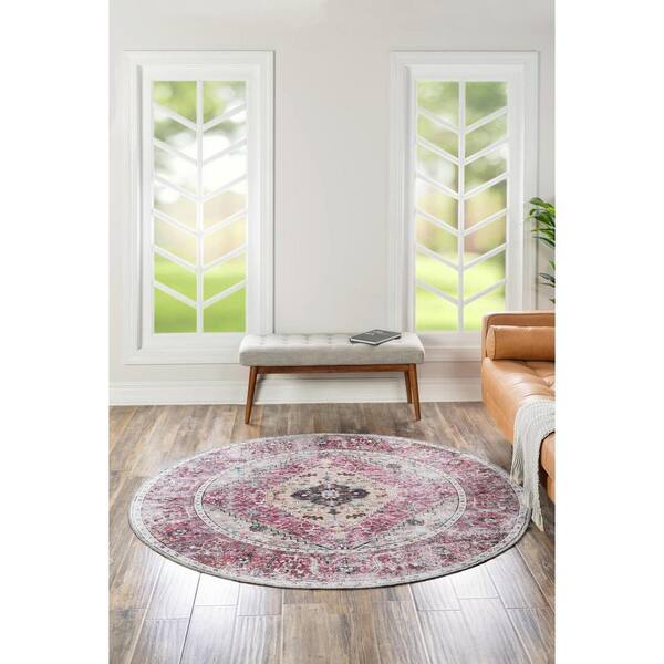 Yara Yash Light Coral Pink 6 ft. 1 in. x 6 ft. 1 in. Area Rug