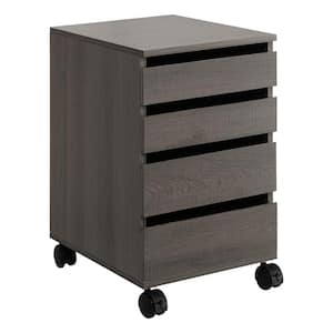 Holly Farm Oak Finish Storage Cabinet Mobile Cart with 4 Drawers