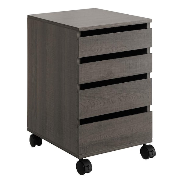 OSP Home Furnishings Holly Farm Oak Finish Storage Cabinet Mobile Cart with 4 Drawers