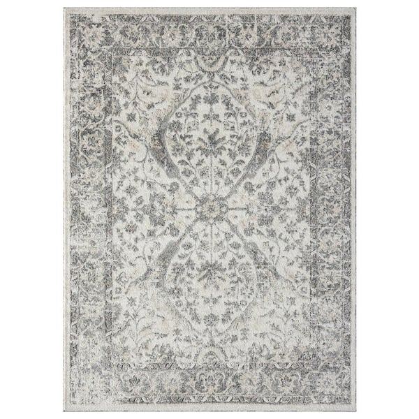 LUXE WEAVERS Euston Collection Bohemian Oriental Silver 2 ft. x 3 ft. Polypropylene Area Rug