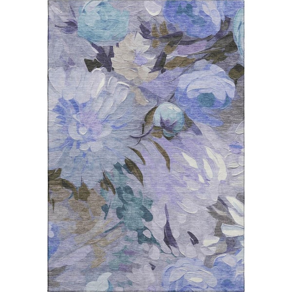 Mayfield Premium Machine Washable Abstract AMF2264 Purple 10 ft. x 14 ft. Area Rug