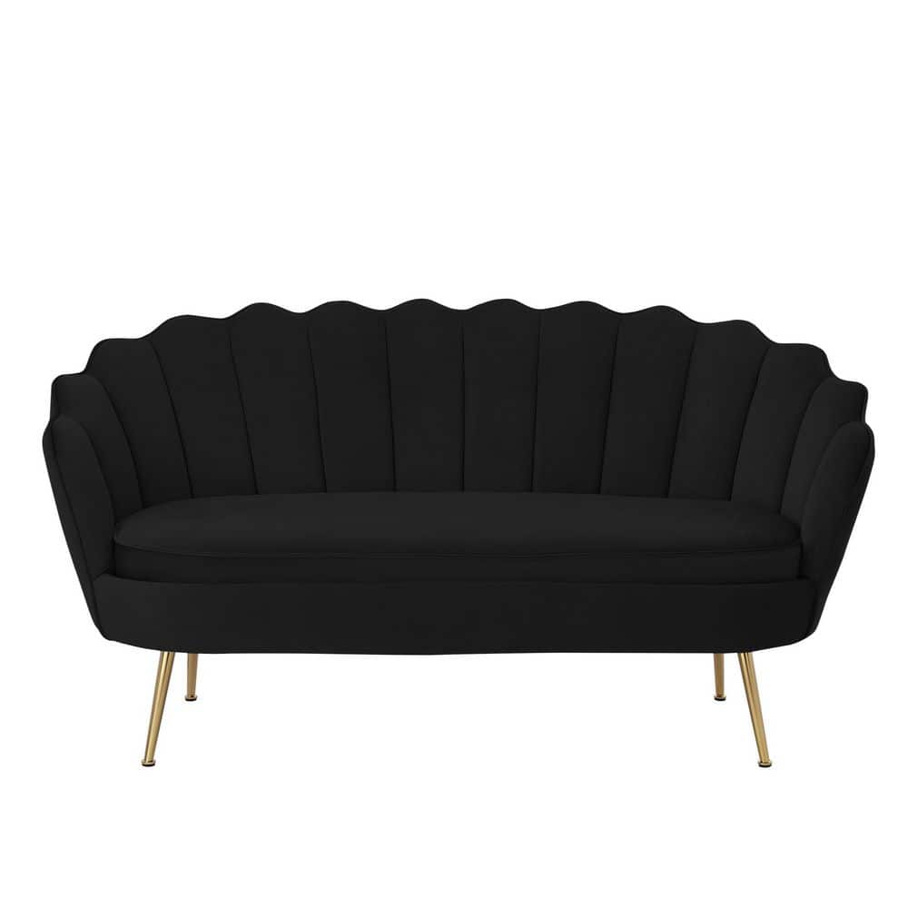 Nicole Miller Irelyn 29.1 in.W Black Loveseat Upholstered Velvet 2Seat