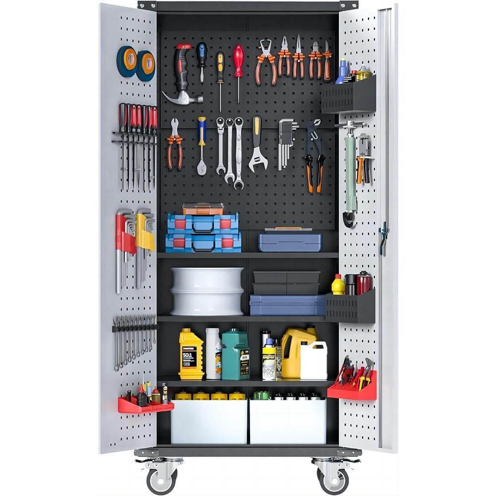 Tool cabinet store with pegboard