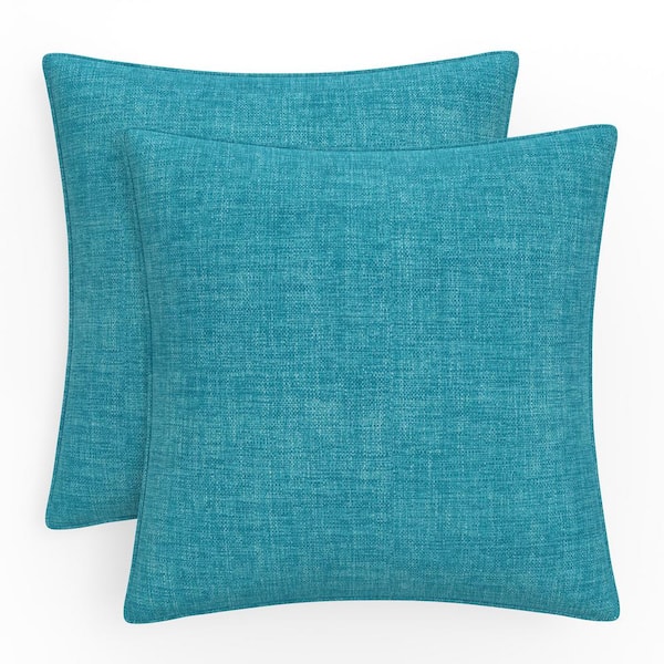 Pillow Perfect Solid Twill 16.5 in W x 5 in H Outdoor Accent Throw Pillows 2-Count in Blue Splash Aqua