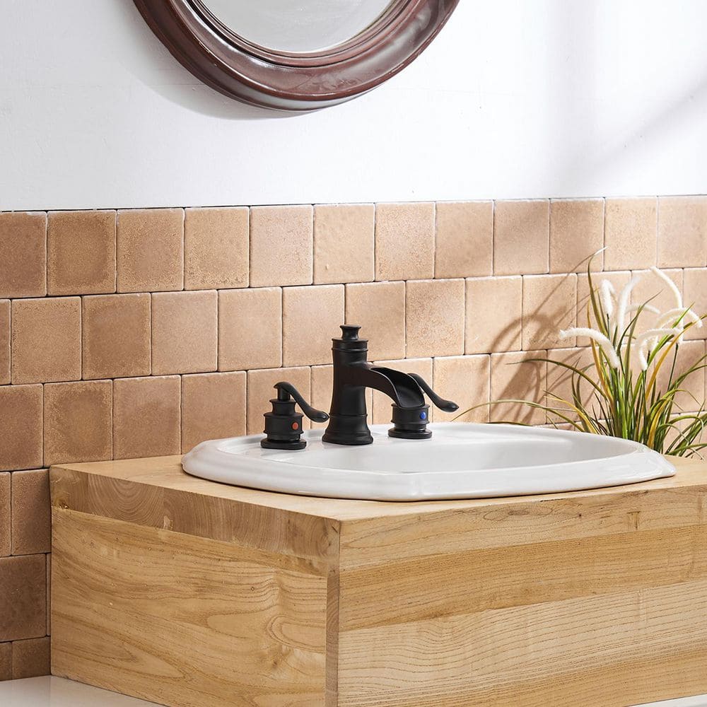 Matte Black 8-Inch Widespread Waterfall Bathroom Faucet