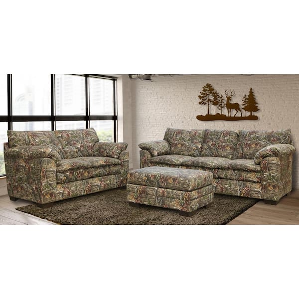 Superflauge Collection Camouflauge Polyester Rectangular Upholstered Large Ottoman