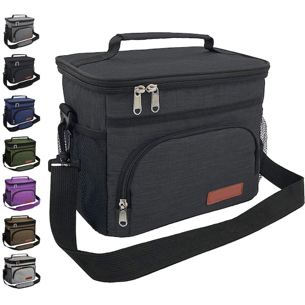 Adrinfly Black Reusable Lunch Bag Set of 1, Insulated, Leakproof, Large Capacity with Multi - Compartments