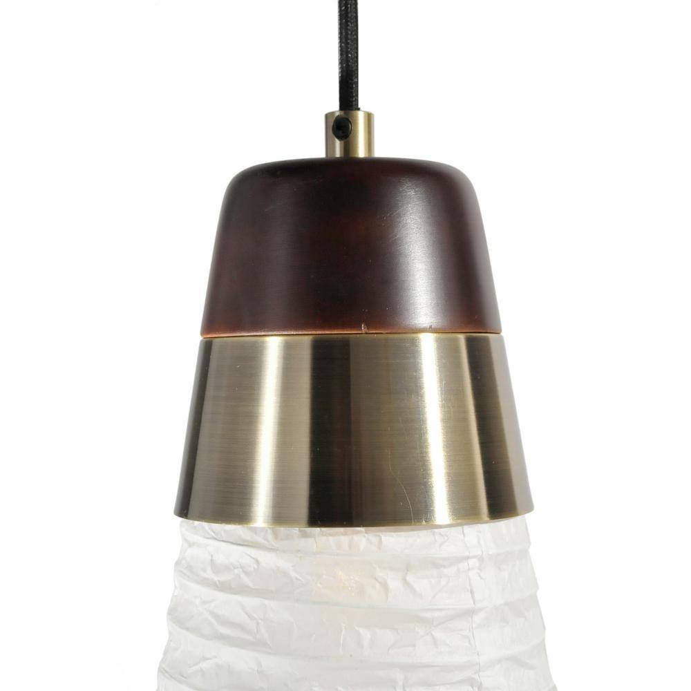 Sunset Inspired Weathered Brass 3-Light Pendant with White Washi Shade