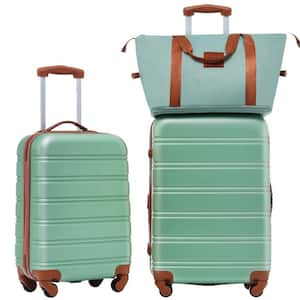 3-Piece Green Expandable ABS Hardshell Spinner 20 in. and 24 in. Luggage Set with Bag, 3-Digit TSA Lock