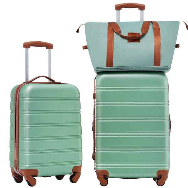 Merax 3-Piece Green Expandable ABS Hardshell Spinner 20 in. and 24 in. Luggage Set with Bag, 3-Digit TSA Lock