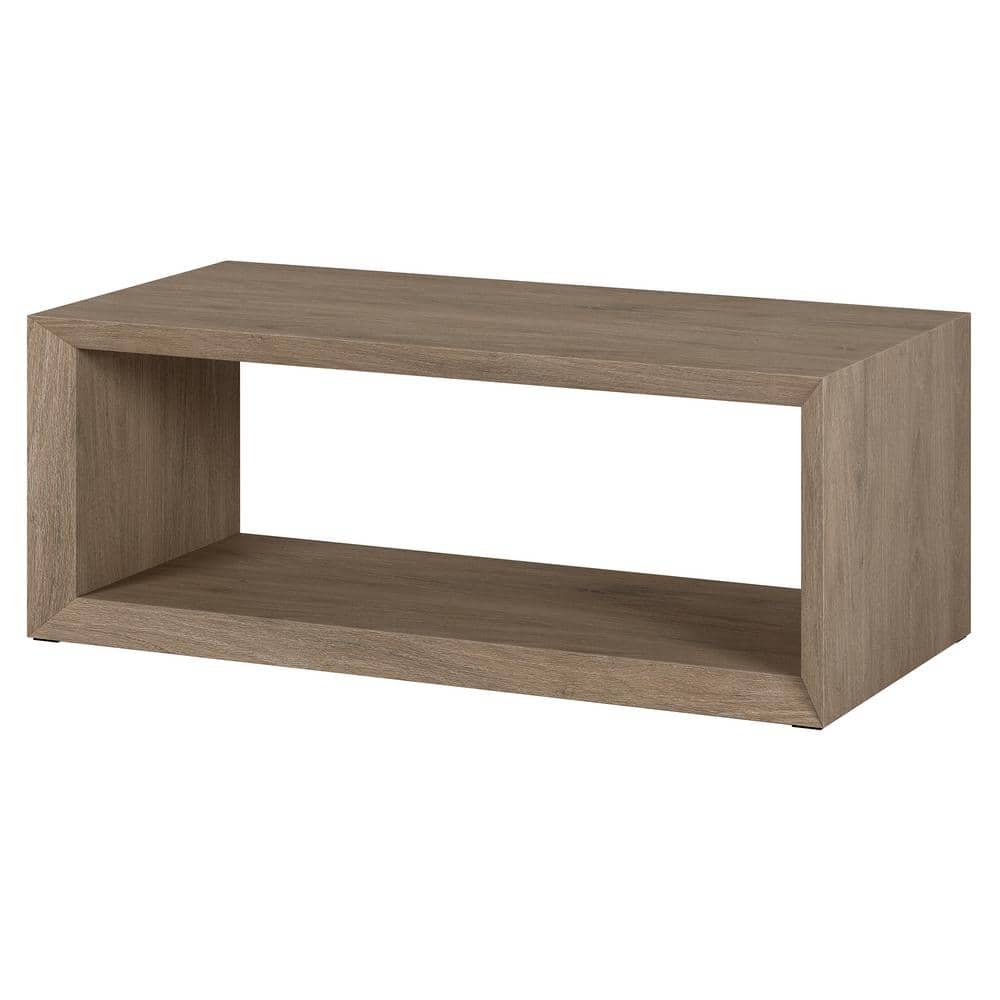 Vilja 48" Black MDF Rectangular Coffee Table with Shelf