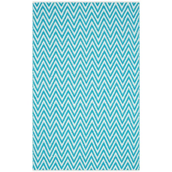 Montauk Turquoise/Ivory 4 ft. x 6 ft. Chevron Area Rug