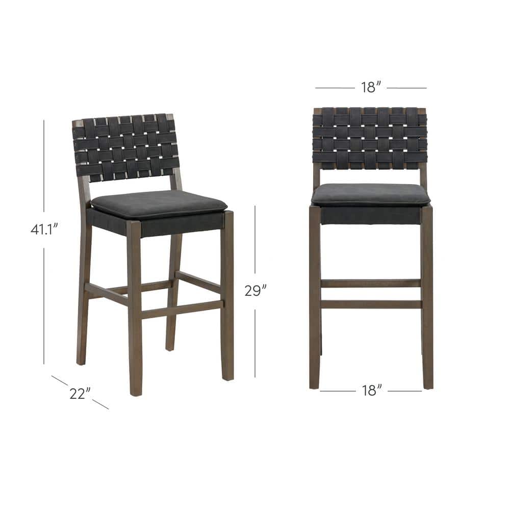 Cohen Black Faux Leather and Wood Bar Stool