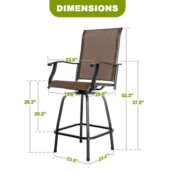 Black Swivel Metal Sling Outdoor Bar Stools with Powder-Coated Finish (2-Pack)
