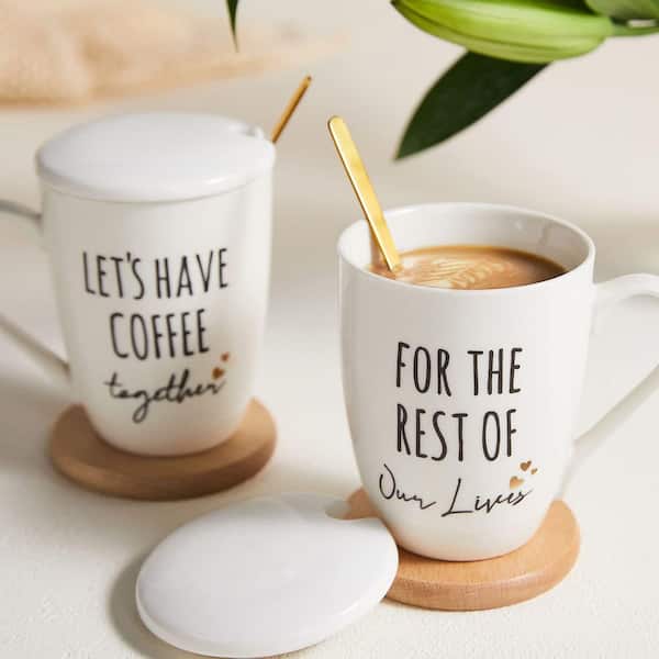 Numhew White Ceramic Coffee Mugs 12oz. Bachelorette Bridal Shower Gift For  Bride Anniversary Wedding Gifts For Couple(Set of 2) U0W2C7T1 - The Home  Depot